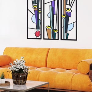 Picasso,Picasso Kunst,Gezichten,3-delig wanddecoratie,muurdecoratie,metalen wanddecoratie,Kunst