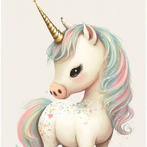 Digitally Created Beautiful Unicorn Print., Digital Print, Instant ...