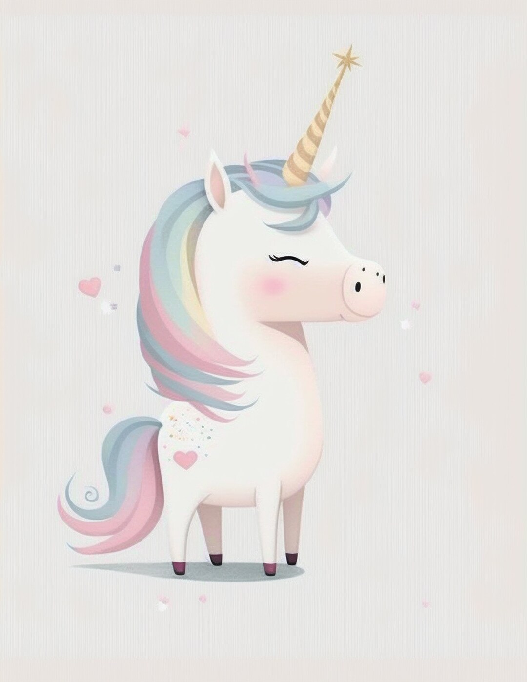 Digitally Created Pastel Unicorn Print., Digital Print, Instant Download, Printable Art, Wall ...
