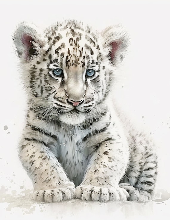 White Tiger Cub Digital Watercolor Print!, Digital Print White Tiger Cub Digital Watercolor Print!, Digital Print
