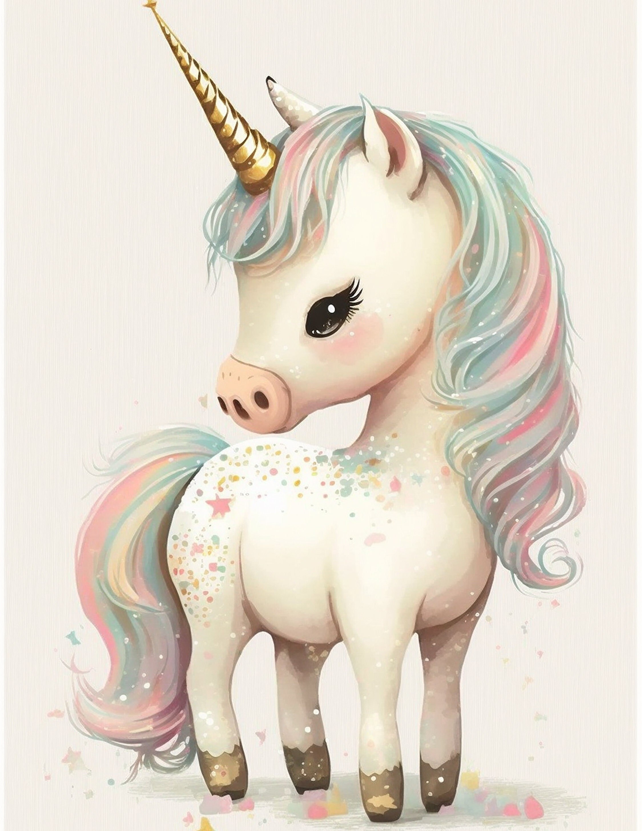 Digitally Created Beautiful Unicorn Print., Digital Print, Instant ...