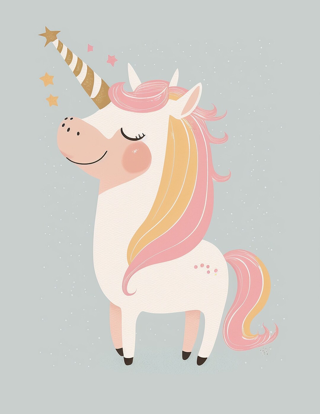Digitally Created Pastel Unicorn Print., Digital Print, Instant Download, Printable Art, Wall ...