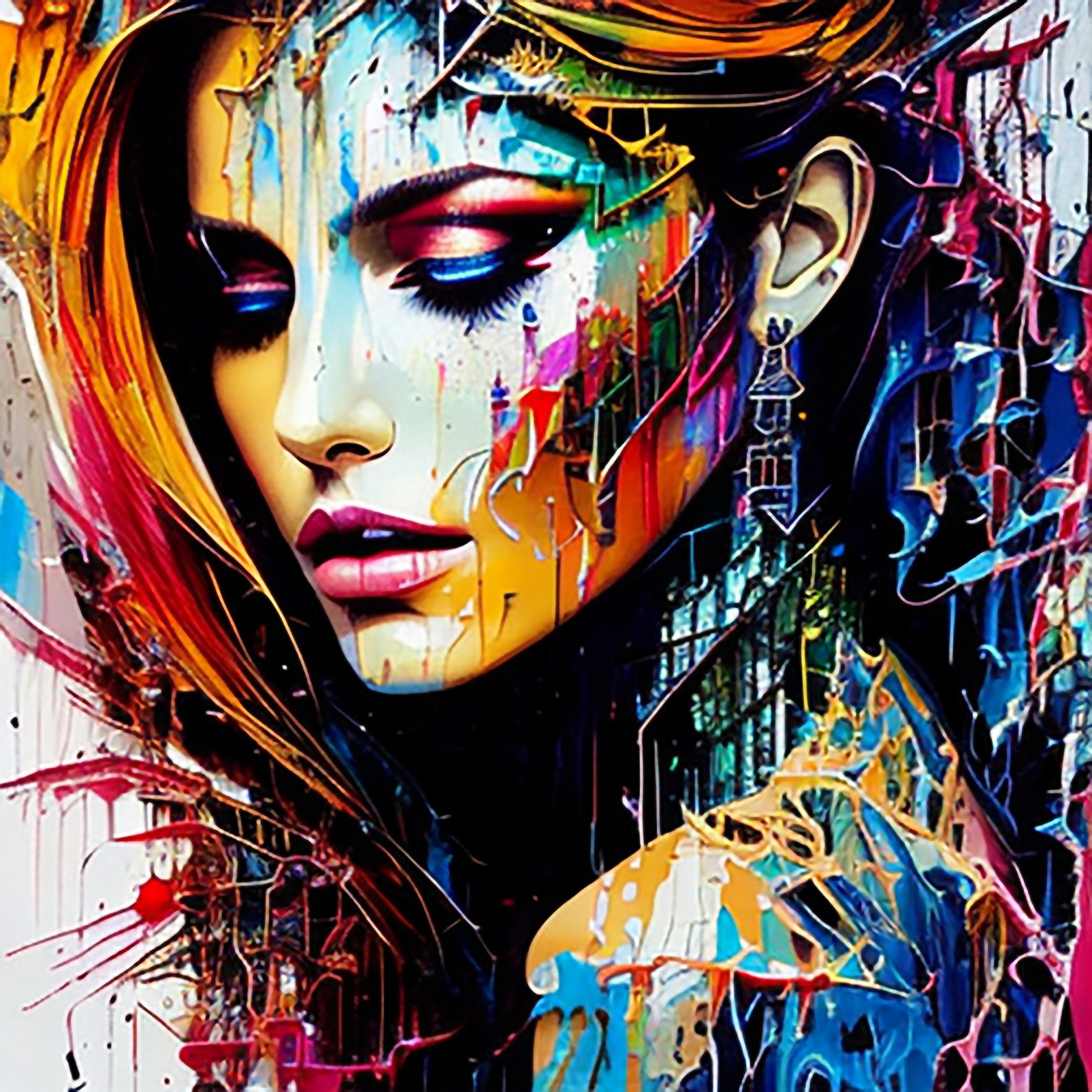 Digitally Created Abstract Woman Print. Digital Print Etsy