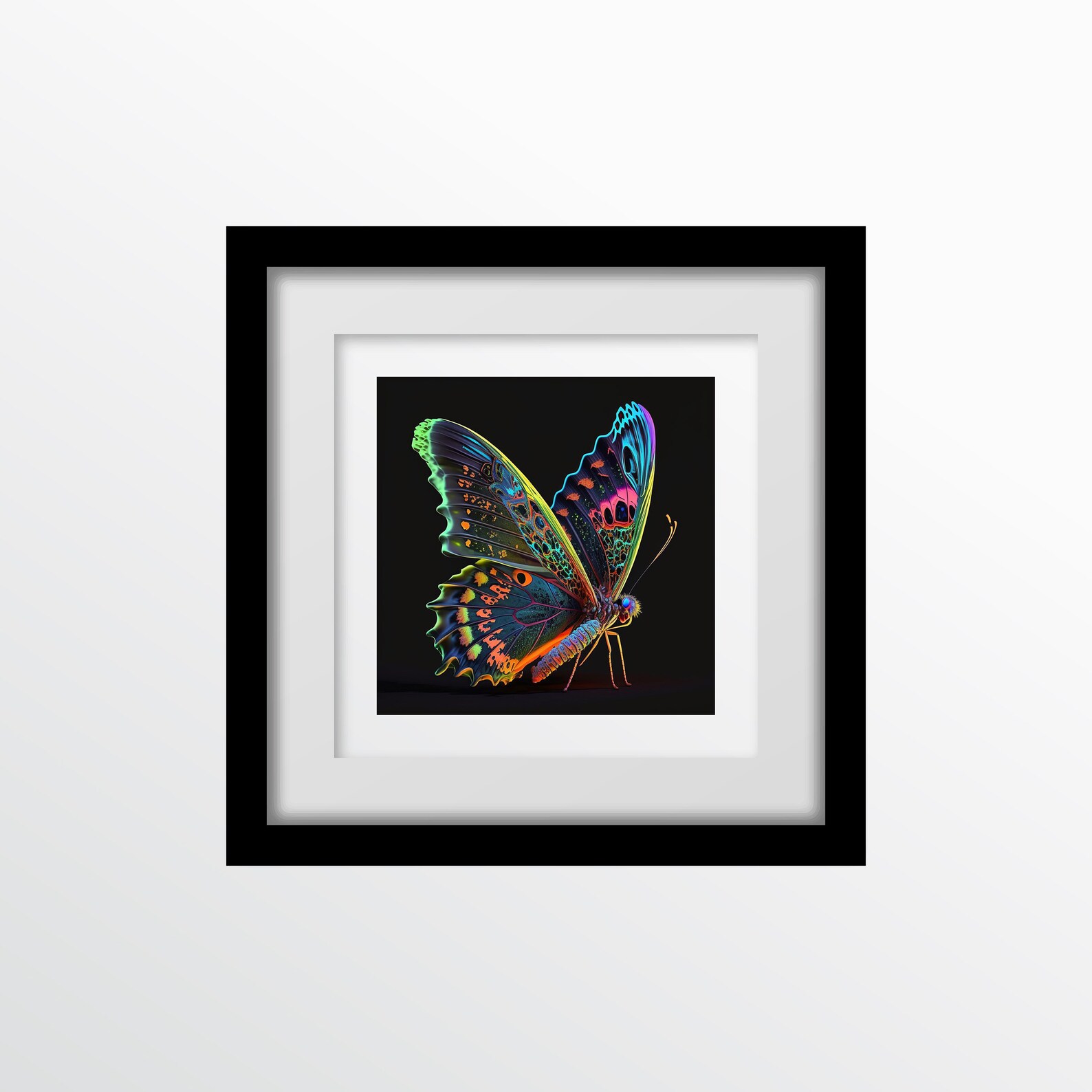 Neon Butterfly Print Door Mat