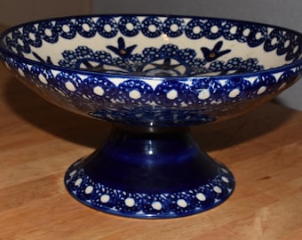 ciotola per frutta vintage blu ciotola in ceramica con piede stile casa di campagna ciotola piatto GDR anni '80 regalo raro fatto a mano fatto a mano