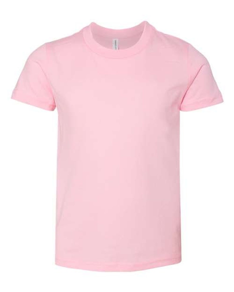 May include: A plain pink short-sleeved t-shirt for kids.