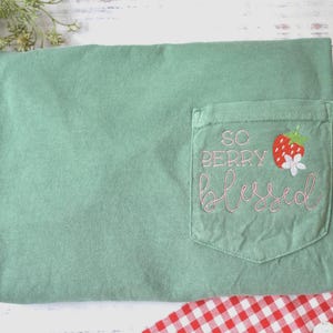 Embroidered Strawberry Blessed Shirt, Preppy  Strawberries Blessing TShirt, Cottage Core Tee, Jesus Faithful Christianity Gift for Friend