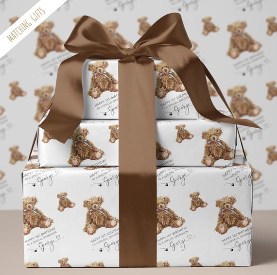 Personalised Birthday Gift Wrap, Teddy Bear Gift Wrapping Paper, Children  Kids Gift Wrap, Luxury Gift Wrapping Paper, 1st, 2nd, 3rd, 4th,
