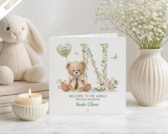 Personalised New Grandson Card, Congratulations New Baby Boy Card, New Son Card, New Parents Card NB203