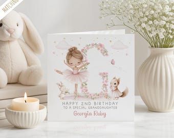 Personalised 2nd Birthday Card For Granddaughter, Girls Ballerina 3rd 4th 5th 6th Birthday Card For Daughter | Niece BD289