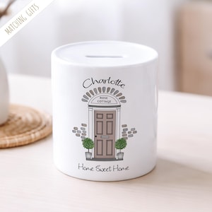 Personalised New Home Ceramic Money Box | Piggy Bank | Savings Jar | Gift for Couple House Deposit Fund Money Box | Customised Savings Pot