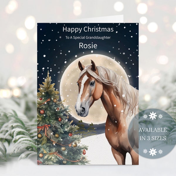 Horse Christmas Card for Grandson, Christmas Card, Personalised Christmas Card, Daughter, Granddaughter, Niece, Cousin, Son Large Card A4 A5