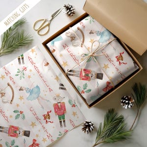 Nutcracker Christmas Wrapping Paper, Personalised Christmas Rocking Horse Gift Wrap Roll Personalized  Ballet Gift Wrap for Granddaughter
