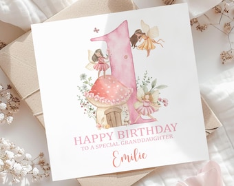 Personalised Fairy Birthday Card, Any Age Fairy Card, 1st Birthday, Girls Card Daughter, Granddaughter, 1st 2nd 3rd 4th 5th 6th 7th BD115