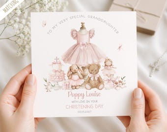 Christening Card Personalised, Girls Christening Gifts, Large Luxury A5 A4 Handmade Baptism, First Holy Communion Greetings Card CH102