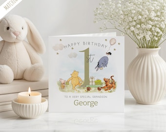 Personalised 1st First Birthday Card | Boy's Girl's 1st Birthday Card | Granddaughter Son Grandson Card | Winnie The Pooh Piglet Tiger BD189
