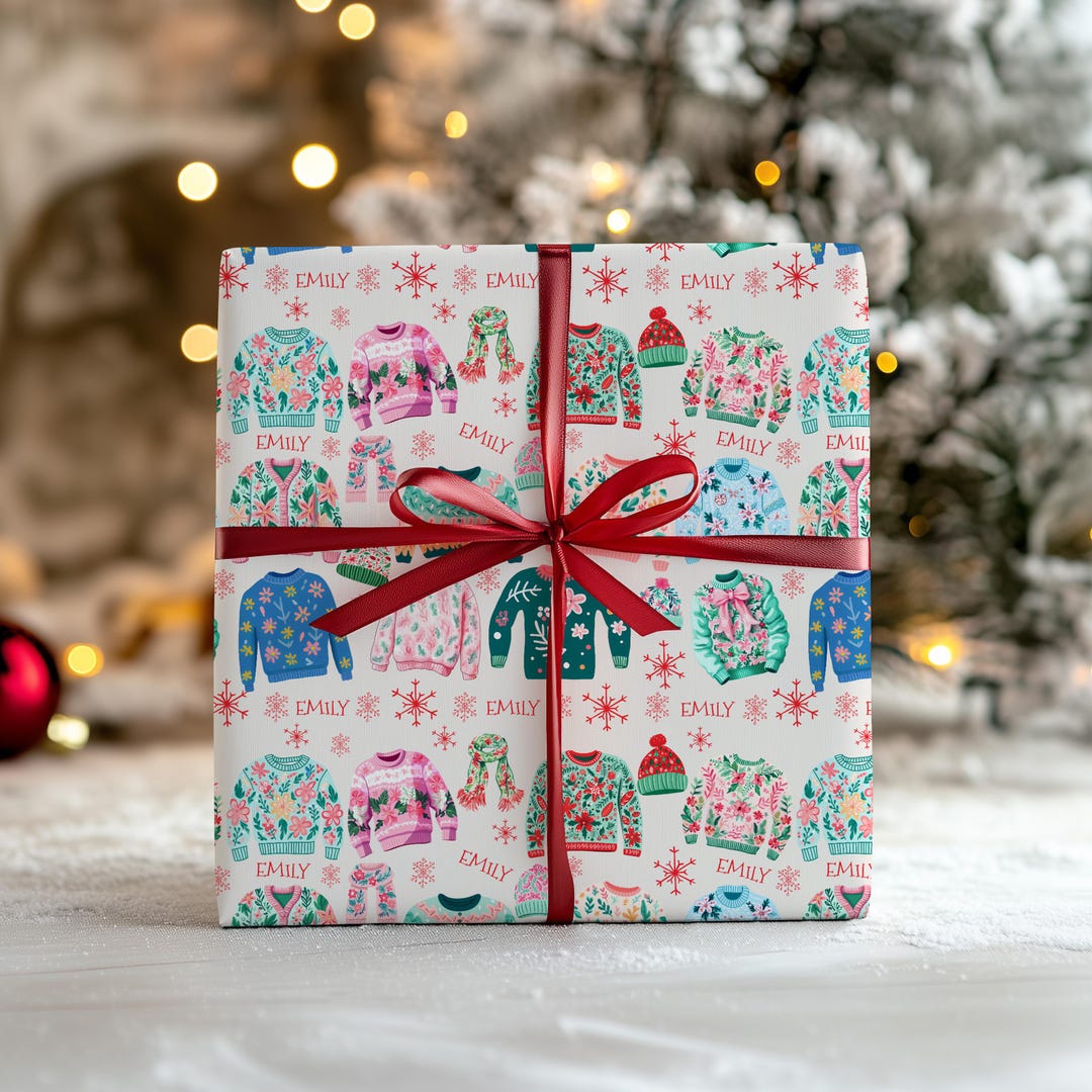 Christmas Jumper Wrapping Paper Personalised Christmas Gift Wrap Roll