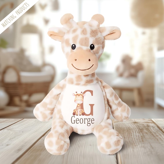 Personalised Giraffe Teddy | New Baby Name Gift | Baby Birth Keepsake | Baby Boy Girl Present | Newborn  Christening Gifts for Grandchildren