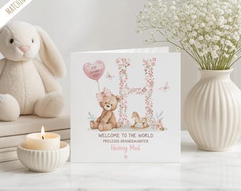 Personalised New Granddaughter Card, Congratulations Baby Girl Birth Card, New Baby Niece Card, New Daughter Card, New Parents Card NB283