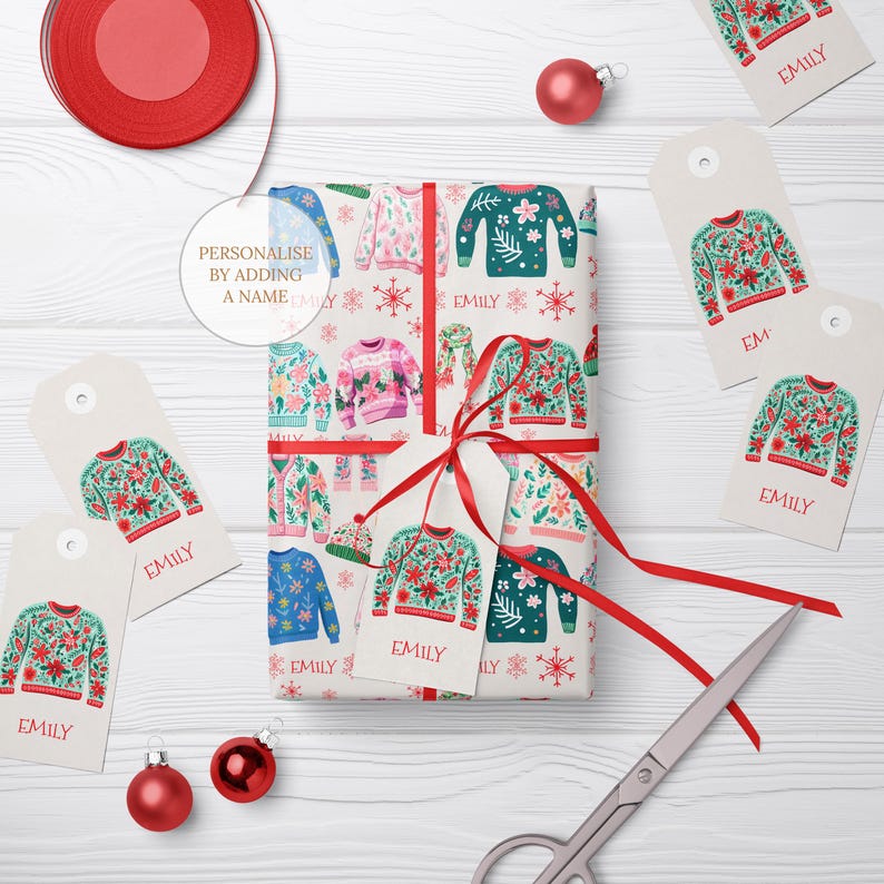 Christmas Jumper Wrapping Paper Personalised Christmas Gift Wrap Roll