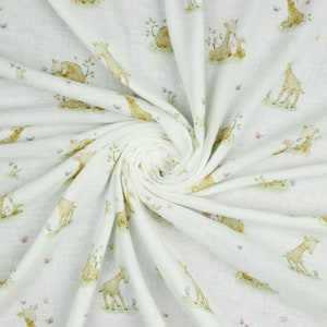 Tissu mousseline impression numérique girafe, tissu double gaze, mousseline de coton biologique pour bébé par demi-mètre, mousseline bio image 8
