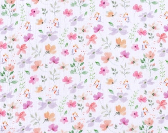 Floral Colorful Double Gauze Muslin Fabric: Crinkled Cotton By Half Yard