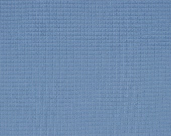 Tissu gaufre 100 % coton, tissu de coton gaufré d'un demi-mètre, piqué de coton gaufré uni bleu pour peignoirs, serviettes de bain, literie, couvertures