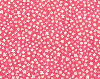 Pink Floral Double Gauze Fabric: Organic Cotton Muslin By Half Yard