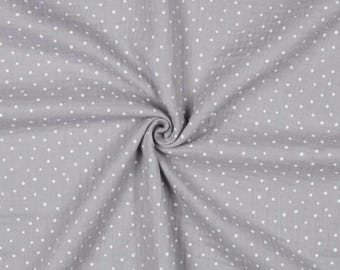 Grey Polka Dot Double Gauze Fabric, 100% Cotton Muslin, Baby Apparel