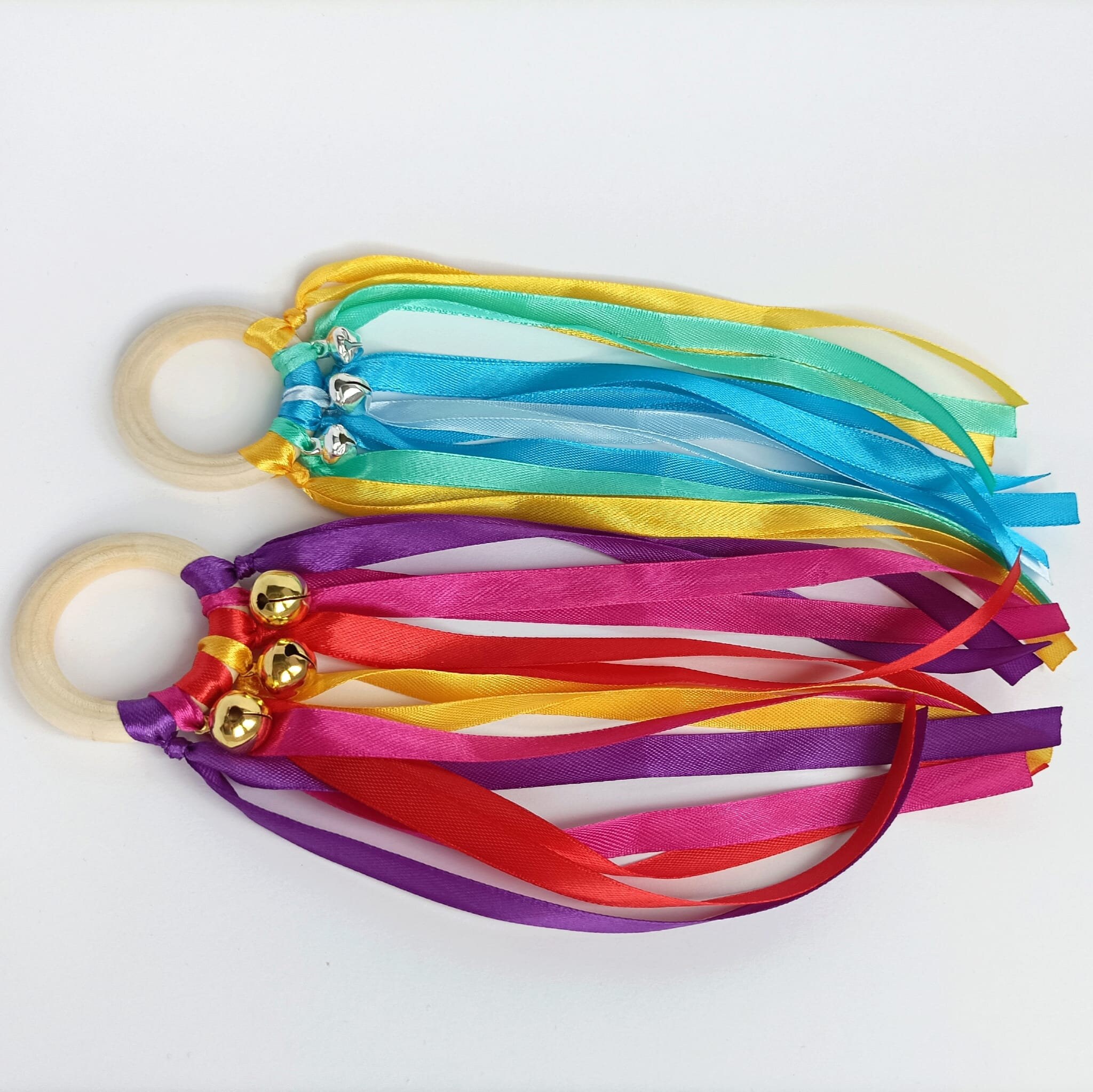 Interlocking Rings Montessori Montessori Ribbon Ring Set: Sensory Waldorf Toy With Bells - Etsy