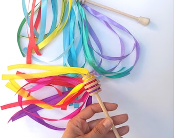 Waldorf Honey Dipper Ribbon Hand Kite / Montessori Sensory Toy / Baby & Toddler Gift Idea / Customise the Colours