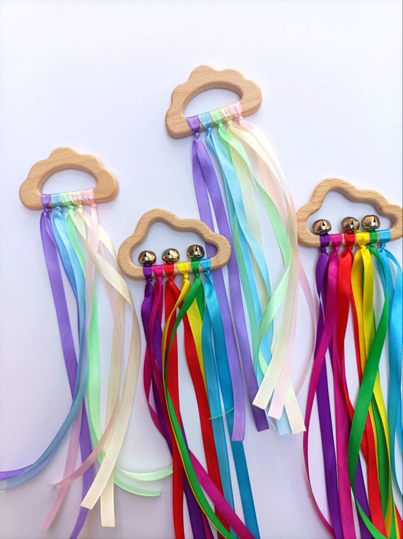 Blende Arco Iris Pastell estilo Montessori Anillo de nube de madera sensorialarco iris Cometa de mano de juego sensorial Etsy