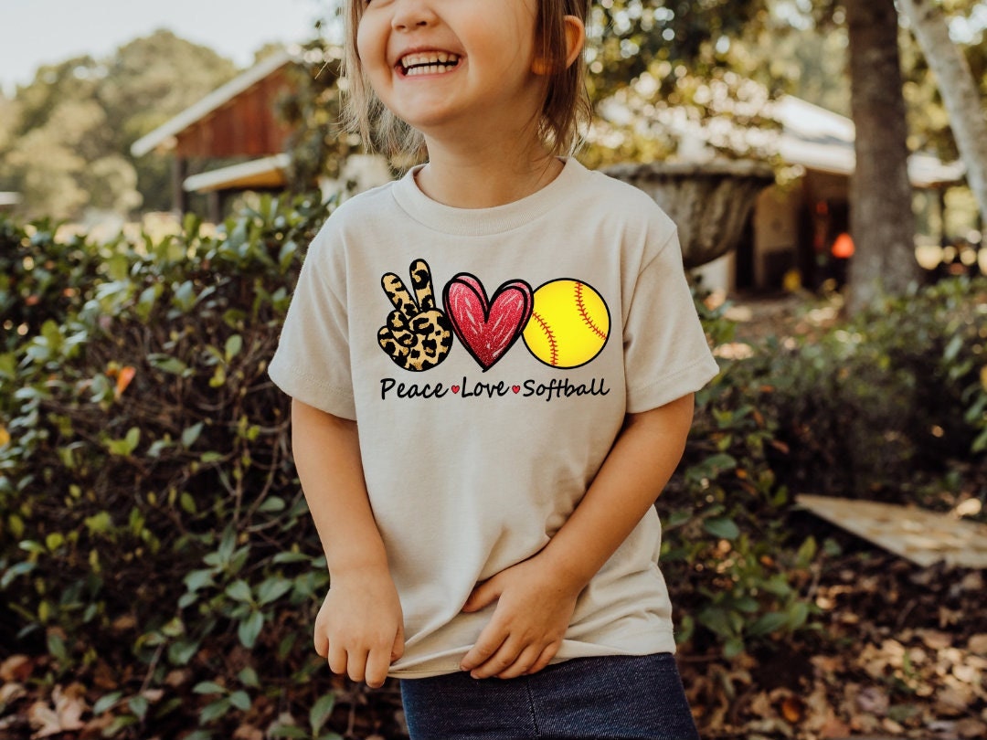 skraber Gå en tur Rige Peace Love Softball Toddler and Youth Graphic T-shirt - Etsy