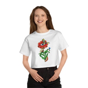 woman&#39;s t-shirt - custom shirt - crop top - flower - gift - trendy