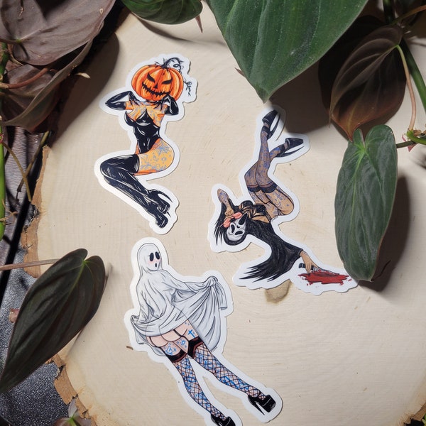 Spooky Sexy Pin Up Stickers pumpkin head Ghostface ghost booty michael myers jason freddy Halloween