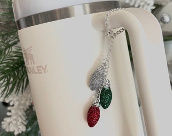 Adorno navideño para vaso Stanley con forma de luz navideña. Adorno navideño para vaso Stanley. Accesorio navideño para vaso Stanley. Regalo de Navidad.