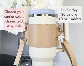 スタンレーのタンブラー用フェイクレザータンブラーキャリア、スタンレーのギフト用タンブラー用トート、ウォーターボトル用タンブラーホルダー