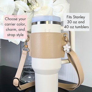 Faux Leather Tumbler Carrier for Tumbler Accessory for Stanley Tumbler Tote for Stanley Gift Tumbler Sleeve Tumbler Holder For Water Bottle