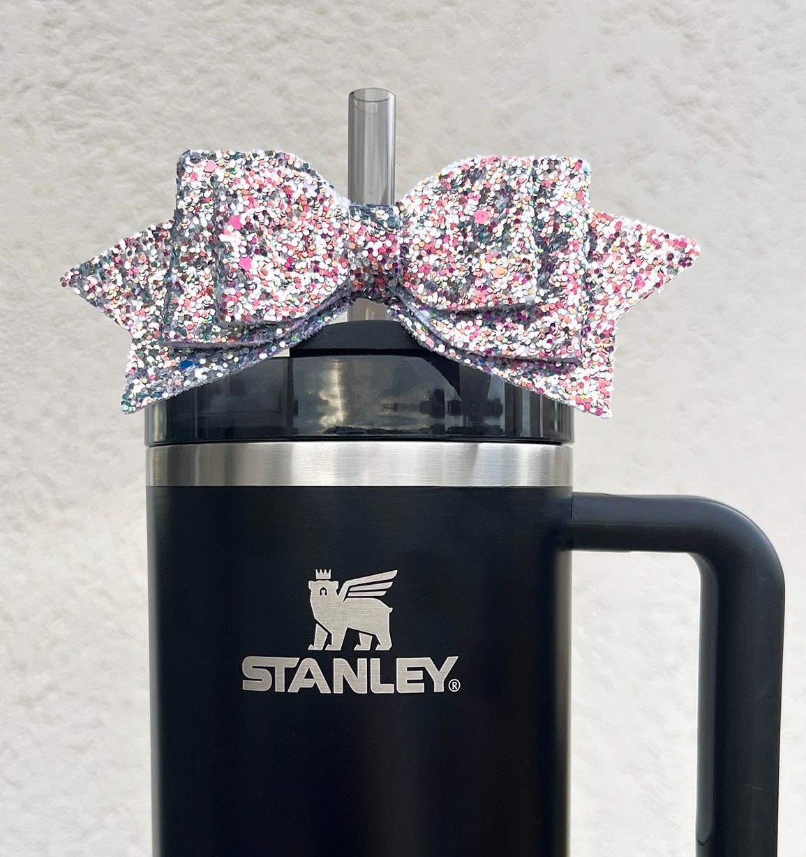 Glitter Bow Straw Toppers for Tumbler, Stanley Tumbler accessories,  Starbucks Tumbler Straw Accessories,Cheerleader Bow Tumbler Accessory