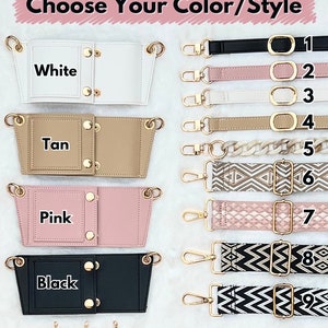 May include: Choose your color and style for a cup holder.  The cup holders are available in white, tan, pink, and black.  The straps are available in nine different styles, including solid colors, patterned, and chain.