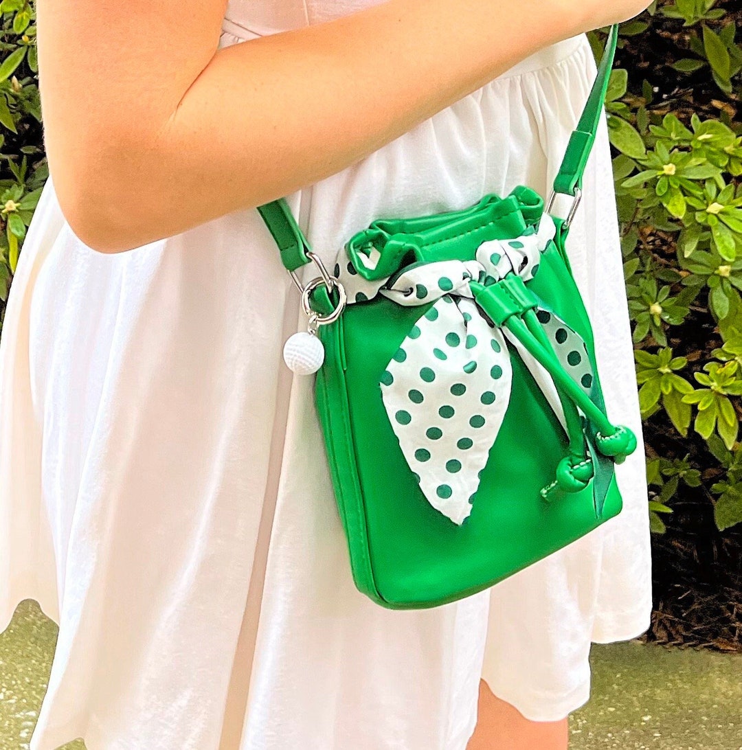 green-bucket-bag-with-scarf-green-purse-green-polkadot-scarf-for-bag