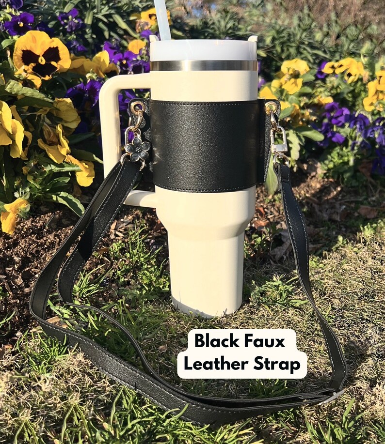 Faux Leather Tumbler Carrier for Tumbler Stanley Accessory Stanley Tumbler Gift Tumbler Tote Stanley Gift Tumbler Accessory Tumbler Holder