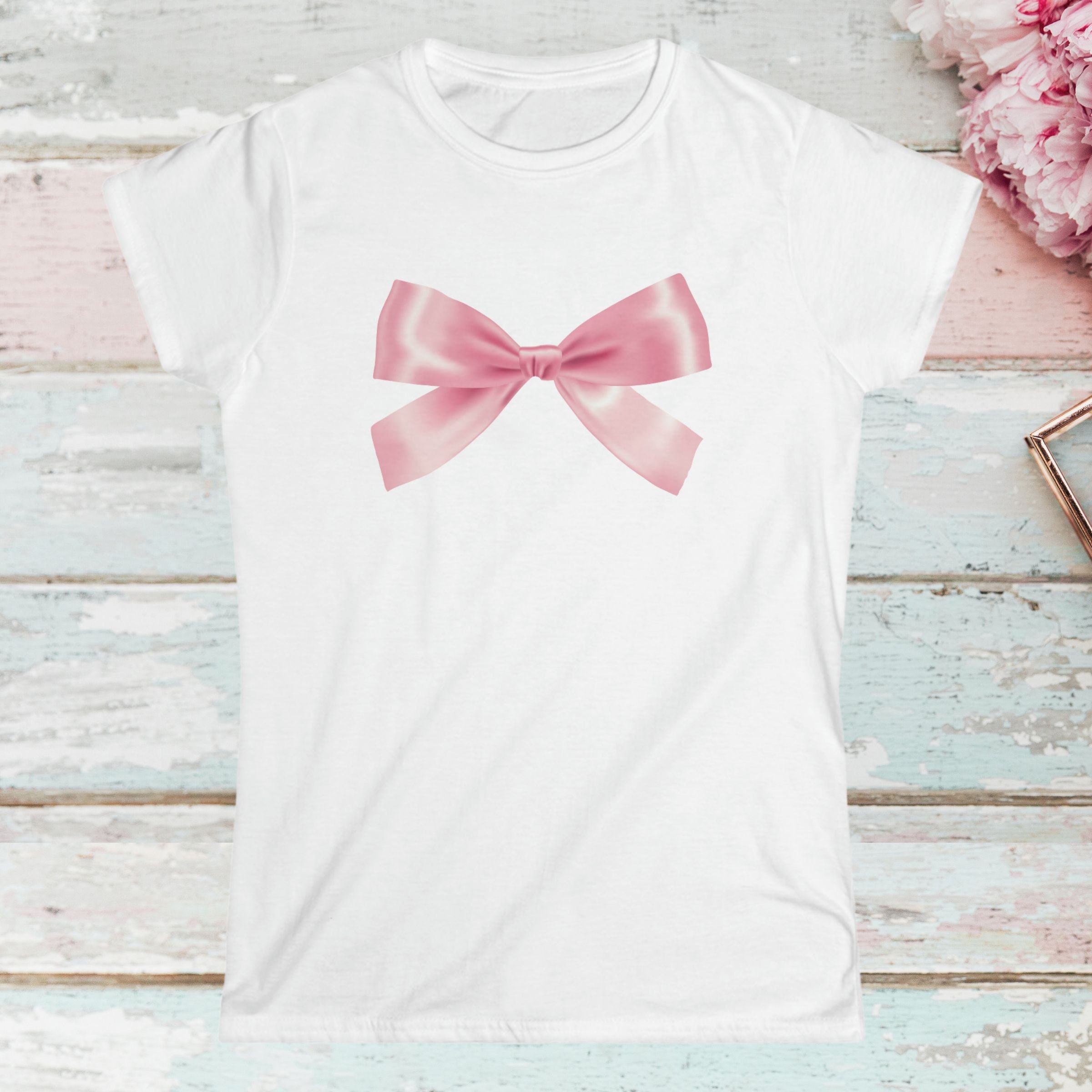 Coquette Pink Bow Tee Coquette Aesthetic Bow Shirt Coquette Shirt Pink ...