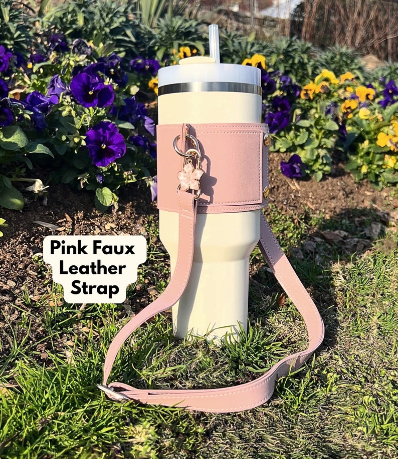Faux Leather Tumbler Carrier for Tumbler Stanley Accessory Stanley Tumbler Gift Tumbler Tote Stanley Gift Tumbler Accessory Tumbler Holder