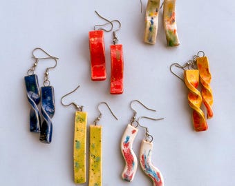 Handmade Glazed Ceramic Earrings – Colorful Pottery Jewelry