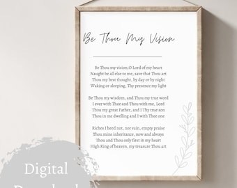 Be Thou My Vision Hymn Lyric Wall Art | Christian Home Song Print | Minimalist Song Print | Worship Song Lyrics | Printable Wall Art