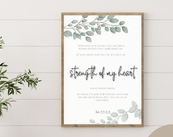 Psalm 73 Bible Verse Wall Art | God Is The Strength Of My Heart  | Christian Home Decor | Minimalist Scripture Print
