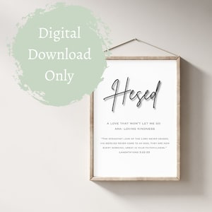 Hesed Hebräisch Wort Design | Liebevolle Güte Christliche Wohnkultur