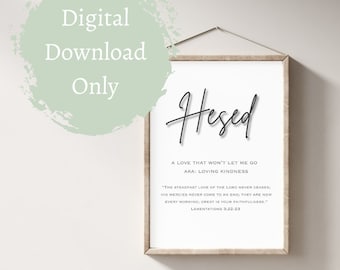 Hesed Hebrew Word Design | Loving Kindness Christian Home Decor