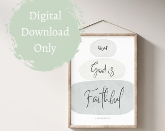 Our God is Faithful 2 Thessalonians 3:3 Wall Art | Watercolor Print | Christian Home Decor | Christian Gifts | Minimalist Verse Print